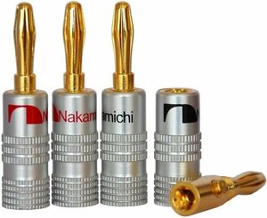 (D17)送料無料・Nakamichi ナカミチ 24K 金メッキ バナナプラグ 4本