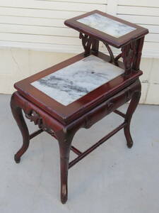 紫檀■時代物■中国美術■中国 箪笥 ■唐木 石版 サイドテーブル 