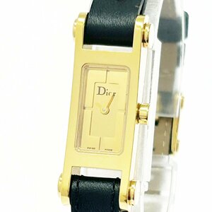 【1円スタート】Christian Dior クリスチャンディオール D104-150 スクエア GP ゴールド文字盤 クオーツ レディース腕時計 266498