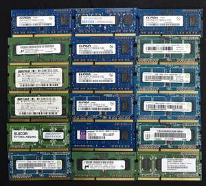 2GB 18枚組(合計 36GB) PC3-10600S DDR3-1333 S.O.DIMM 204pin 1Rx8 ノートPC用メモリ 8chip メーカー色々 (管:SB0214