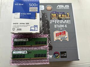 ASUS B760M-K 新品、 中古サムソン DDR5 4800 16Gx2 メモリーセット 写真のSSDなしで！