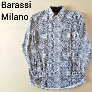 Barassi Milano 長袖シャツ バラシミラノ イタリア製生地 サイズ48 leggiuno 総柄 デザイン柄 日本製 2304