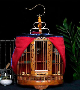 鳥かご 　竹製　 高級宮庭式　手作り　彫刻 　丸竹鳥籠　