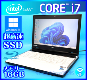 NEC フルHD液晶 ホワイト 高速新品 SSD 1TB (1000GB) 大容量メモリ 16GB Windows 11 Core i7 3630QM Office2021 Webカメラ ノートパソコン