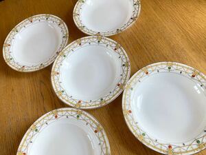 洋食器◆陶器◆Christian Dior◆クリスチャンディオール◆プレート◆深皿◆5枚◆bone China◆パスタ＊スープ＊サラダ◆中古品◆vintage