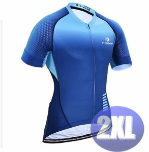 x-tiger サイクリングウェア 半袖 2XLサイズ 自転車 ウェア サイクルジャージ 吸汗速乾防寒 新品 インポート品【n607-bl】