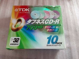 TDK // タフネス CD-R 700MB 10枚PACK // CD-R80TX10CCN // カラーディスク & カラーケース ◆ データ用CD-R 32倍速 スリムケース
