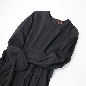 リゼッタ Lisette LA PETITE ROBE NOIRE シルクリネン ヨークギャザーワンピース 36/ブラック 黒 ドレス【2400013487177】