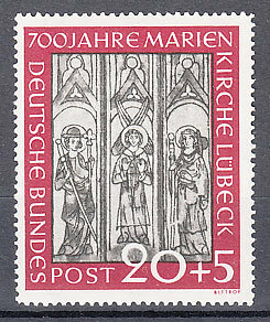 西ドイツ 1951年未使用NH 聖マリア教会/リューベック#140