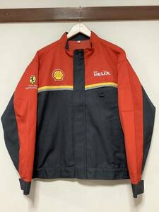 に1399 Shell HELIX Ferrari 昭和シェル石油 フェラーリ 作業着 スタッフジャンパー ジャケット L レッド