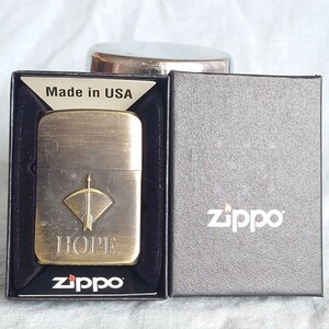 1111円～ ZIPPO 美品 1941レプリカ HOPE アロー HP刻印 真鍮古美加工 箱有り 取説 未使用 希少ジッポー 日本たばこ産業 オイルライター USA