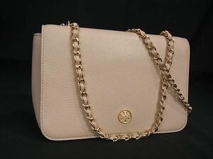 1円 ■極美品■ TORY BURCH トリーバーチ レザー ショルダーバッグ ポシェット 斜め掛けかばん レディース ピンクベージュ系 FA6333