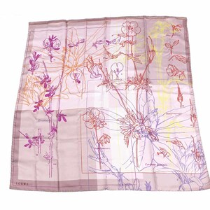 良好◆LOEWE ロエベ スカーフ◆ ピンク シルク100％ レディース スカーフ カレ 絹 服飾小物 花柄