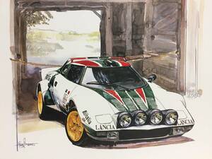 【正規品 絶版】Bowイラスト ランチア ストラトス カーマガジン 146 Lancia Stratos アンティーク インテリア クラシックカー 旧車 絵