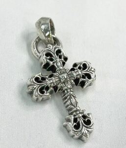 ①1円スタート〜CHROME HEARTS クロムハーツFILIG CROSS-XSM W BALE フィリグリークロスXSベイル wベイル (シルバー 25.50g) トップ