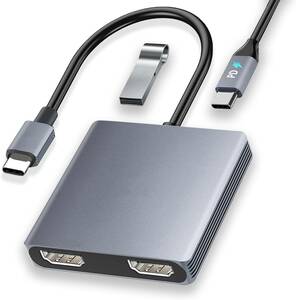 710 USB C HDMI 変換アダプター Aibilangose デュアル HDMI Type-C マルチディスプレイアダプタ 拡張/複製 【2つのHDMI+USB3.0+PD充電】