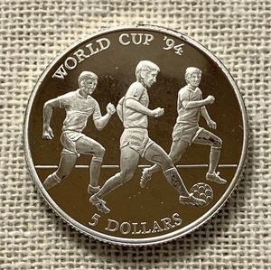 クック諸島 1991年 5ドル銀貨 FIFA 1944年 アメリカ ワールドカップ 記念銀貨 銀500