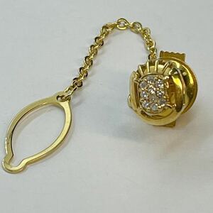 美品!!18金 イエローゴールド 0.09ct ダイヤモンド タイピン タイタック★素敵なデザイン★K18 .09刻印 清掃仕上げ済 サイズ表記有