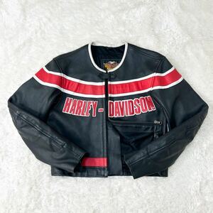 極美品!!Lサイズ!!ハーレーダビッドソン HARLEY DAVIDSON オールレザー レーシング ジャケット ライダース ブルソン ビッグロゴ 牛革 本革