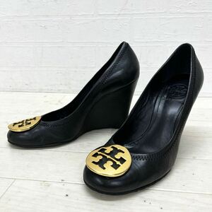 和269★ TORY BURCH トリーバーチ パンプス ヒール レザーシューズ6 ブラック レディース