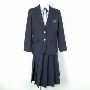 1円 ブレザー スカート 紐タイ 上下4点セット 指定 160A 冬物 女子 学生服 東京日野第一中学 紺 制服 中古 ランクC NA4614