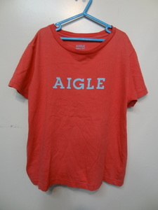 全国送料無料 正規品 エーグル AIGLE 子供服キッズ女の子 ピンク系カラー前ロゴプリント半袖Tシャツ 130