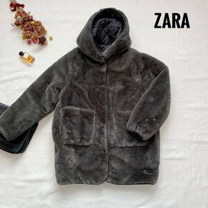 美品☆オシャレ♪　ZARA　キッズ　男女兼用　リバーシブルフェイクファーコート　もこもこ　140　ブラウン