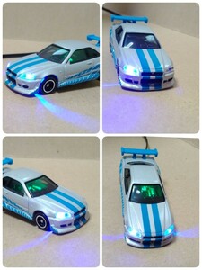 ダミースキャナー スカイライン BNR34 R34 ワイスピ GT-R ブライアン トミカ LED 12V 3灯点滅　日産 盗難防止 ミニカー 即決