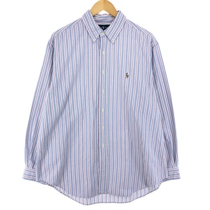 古着 ラルフローレン Ralph Lauren CLASSIC FIT マルチストライプ 長袖 ボタンダウンストライプシャツ メンズXL /eaa443146