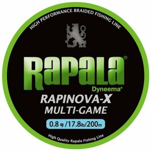 Rapala(ラパラ) PEライン ラピノヴァX マルチゲーム 200m 0.8号 17.8lb 4本編み ライムグリーン RLX200M08L