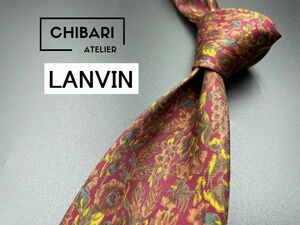 【超美品】LANVIN　ランバン　花柄　ネクタイ　3本以上送料無料　ワインレッド　0403056