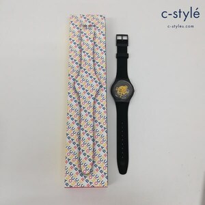 B699 [動作品] Swatch スウォッチ 腕時計 ブラック time to yellow big SO32B111 クォーツ | G★