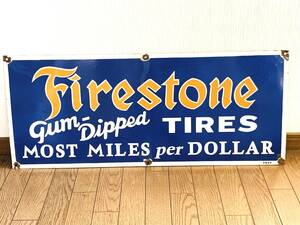 値下げ交渉OK! ファイヤーストーン Firestone 看板 Most Miles per Dollar アメリカ USA 世田谷ベース 幅91センチ アンティーク ビンテージ