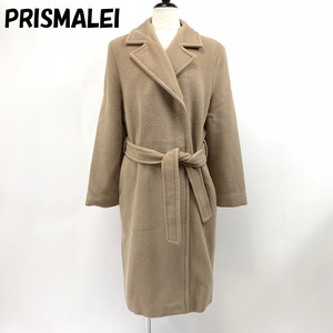 【人気】PRISMALEI/プリズマレイ カシミヤ混 ロング ガウン コート ベルト付き キャメル サイズ38 レディース/S709
