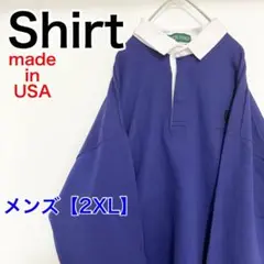 YU99【アメリカ製】OUTER BANKS　長袖ポロシャツ【2XL】ネイビー紫