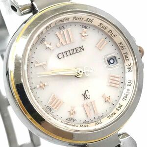 CITIZEN シチズン XC クロスシー エコドライブ 腕時計 EC1034-59W 電波ソーラー アナログ ラウンド ピンク シルバー カレンダー 動作確認済