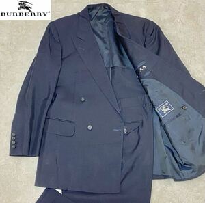 【極美品】BURBERRY バーバリー　スーツ　セットアップ　ダブルブレスト　ブレザー 紺色　ネイビー　フォーマル　カジュアル　Lサイズ