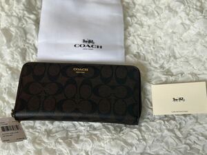 117 新品 COACH コーチ 長財布 シグネチャー ラウンドファスナー F74597