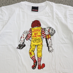 新品 DEATH OF JUNK FOOD Tシャツ L ホワイト マクドナルド ケンタッキー 半袖 イラスト パロディ ユーモア キャラクター ジャンクフード