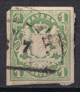 1867/68年旧ドイツ バイエルン州 紋章図案切手 1Kr.