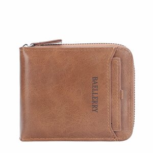 ミニ財布 短財布 財布 メンズ レディース パスケース付き ポケット多数 機能性 サコッシュに最適 ブラウン LC896