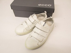 i3406：ECCO（エコー）SOFT 8 VELCRO レディース スニーカー 35/22.0㎝ ベルクロ シューズ 靴/ホワイト白