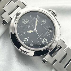 T529 分解整備・磨き済 Cartier カルティエ パシャ ドゥ カルティエ デイト W31043M7 黒文字盤 自動巻 機械式 腕時計