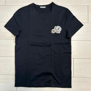 【美品】MONCLER モンクレール ダブルロゴパッチ ダブルワッペン Tシャツ size S ブラック 正規品