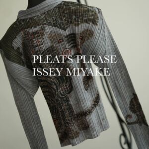 pleats please issey miyake Tiger Cat Korean Fork Art プリーツ 虎 猫 総柄 ジャケット 4 XL シャツ プリーツプリーズ イッセイミヤケ