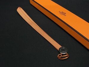 1円 ■美品■ HERMES エルメス セリエ キャンバス シルバー金具 携帯ストラップ キーホルダー チャーム レディース オレンジ系 FC0712