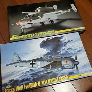 2機セット！ TRIMASTERトライマスター社1/48 ハインケルHe162A‐2フォルクスイェガーとフォッケウルフFw190A-8/R11ナハトイェガー