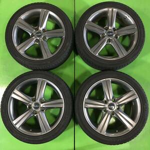 NT008 中古 MANARAY EURO SPEED マナレイ ユーロスピード ホイール 17×7J +48 PCD 114.3 タイヤ 215/45R19 4本 セット