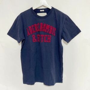 Abercrombie＆Fitch アバクロンビー＆フィッチ アバクロ 半袖 Tシャツ 刺繍 ネイビー L 古着