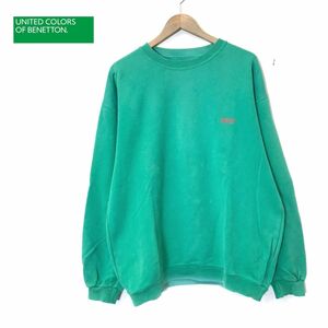 M2389-D◆old◆ UNITED COLORS OF BENETTON ベネトン スウェットシャツ トレーナー ロゴ刺繍 ゆったり◆size48 グリーン系 コットン